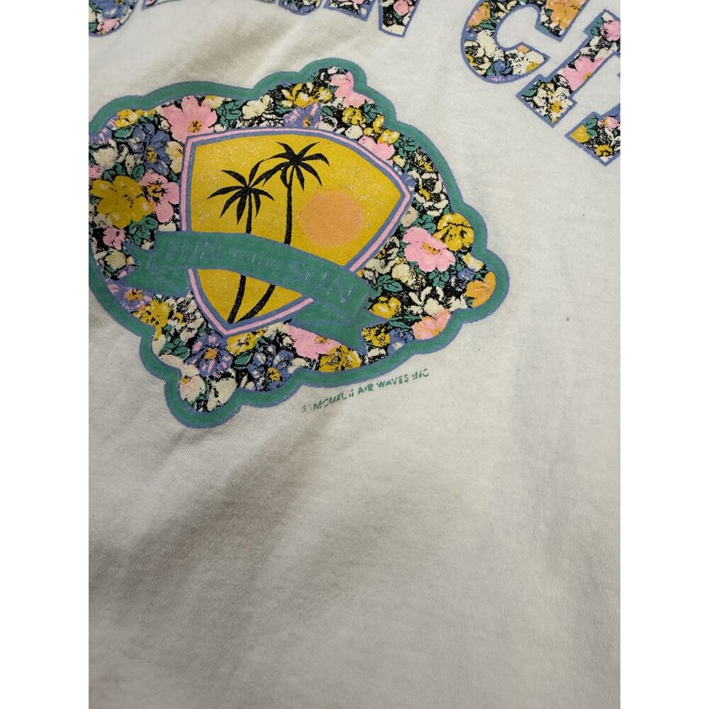 Anvil Ocean City Surf Shack Floral Graphic T-Shirt Women's Size L White Cotton - Picture 3 of 5